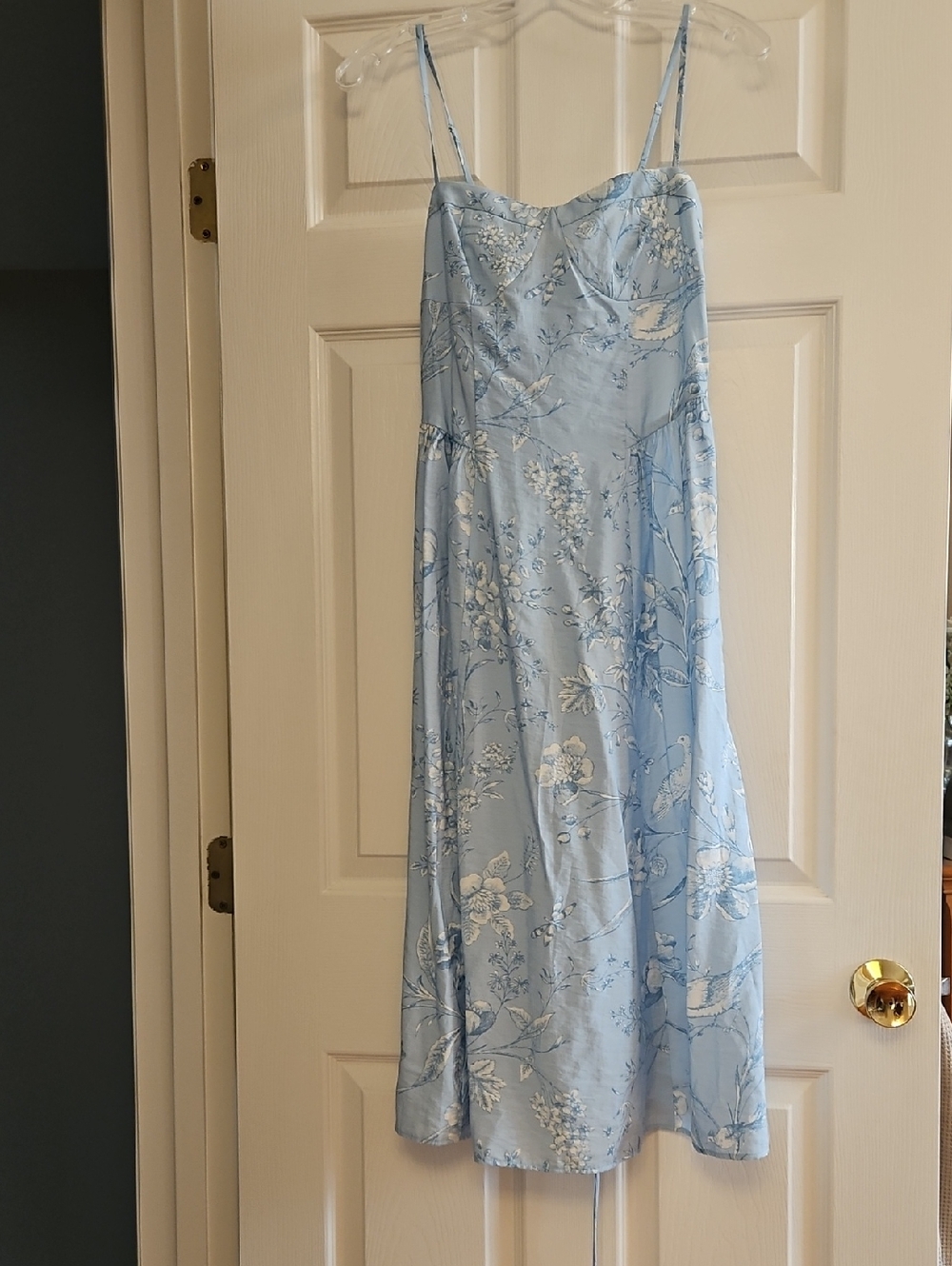 LOFT Light Blue Floral Midi Slip Dress